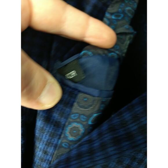 Gianpaul Men's 42R Blazer Modern Fit Blue Black Velvet Check Lined formal prof - Picture 7 of 16